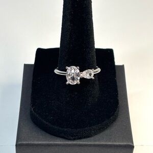 18k white gold-plated toi et moi ring